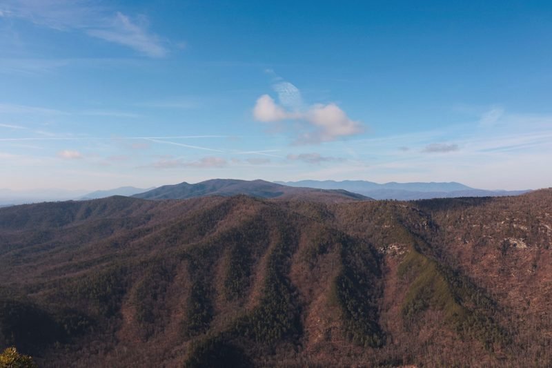 Wooded ridges folding toward the horizon